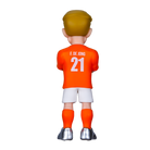 Minix Frenkie de Jong Netherlands figurine in a bright orange shirt marked F. De Jong and number 21, white shorts and orange socks