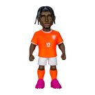 Minix Jeremie Frimpong figurine in an orange Netherlands number 12 shirt, white shorts and bright pink boots