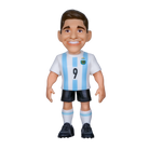 Minix Julián Álvarez figurine in Argentina’s white and sky-blue striped number 9 jersey, black shorts and socks