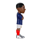 Minix Kylian Mbappé football figurine in a navy blue shirt, white shorts, red socks and silver boots