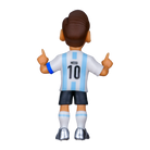 Minix Lionel Messi Argentina Figurine in a white and sky-blue striped jersey, black shorts and silver boots, shown from behind