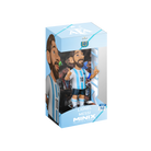 Minix Lionel Messi Argentina Figurine in a blue-and-white striped kit with number 10, displayed in a light blue box