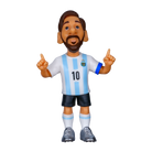 Minix Lionel Messi Argentina Figurine with brown beard, wearing a white and sky-blue striped number 10 jersey and black shorts