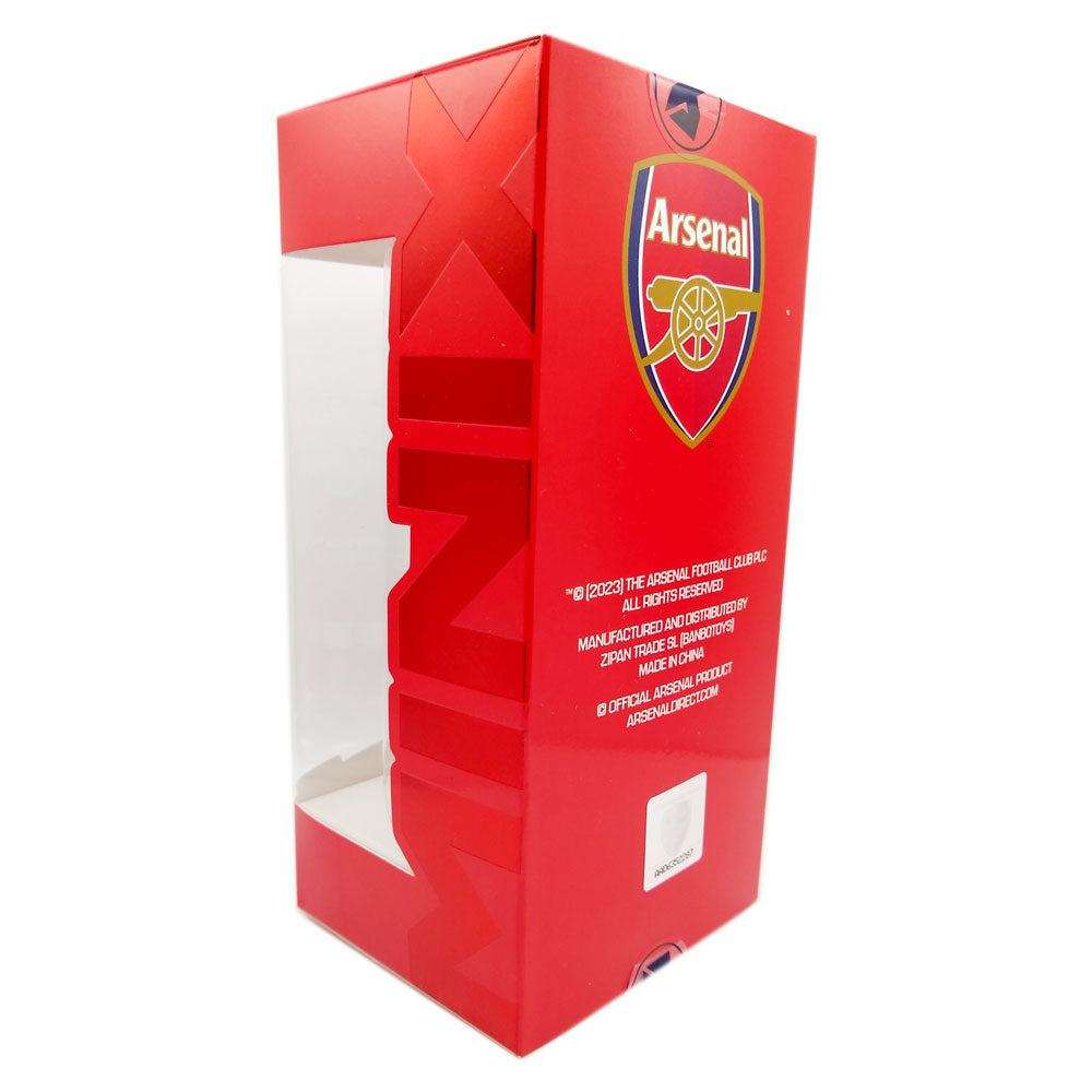 Minix Martin Ødegaard Arsenal collectible in a red window display box with the Arsenal crest and bold geometric detailing