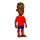 Minix Nico Williams Spain football figure with yellow-tipped twists, red jersey, blue shorts and red socks
