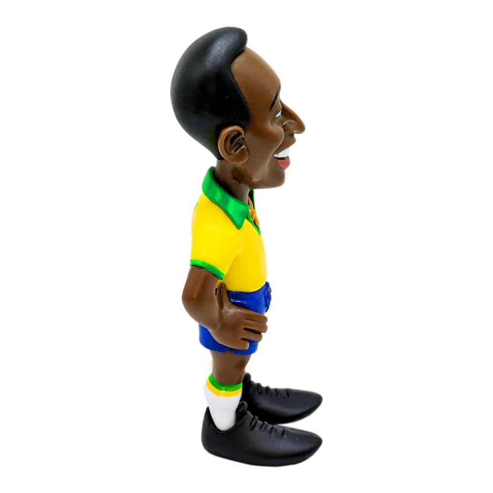 Minix Pelé Brazil Home Kit figurine with brown skin, black hair, yellow and green shirt, blue shorts and black boots