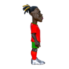 Minix Rafael Leão figurine with dark skin, tied-back black hair, a red and green Portugal kit, and silver boots