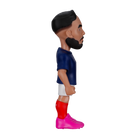 Minix Rayan Cherki football figurine in a navy shirt, white shorts and bright pink boots, with black hair and beard
