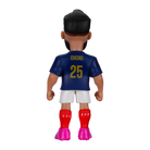 Minix Rayan Cherki figurine shown from behind in a blue France jersey numbered 25, white shorts and red socks