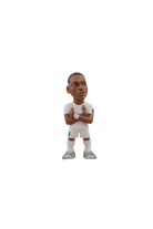 Minix football figurine in a white Real Madrid kit with crossed arms, dark hair and grey boots