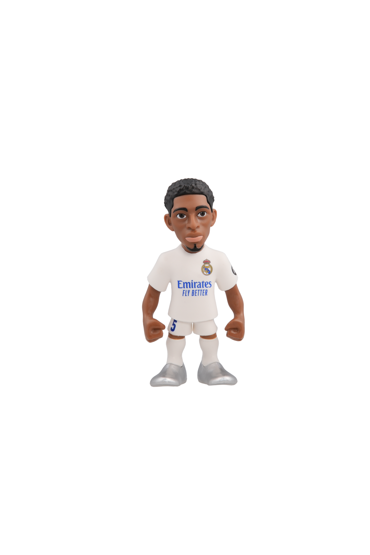 Minix Real Madrid football figurine with dark curly hair, wearing a white kit with blue trim and club crest