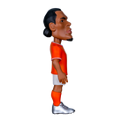 Minix Virgil van Dijk figurine in an orange Netherlands shirt, white shorts and socks, with silver boots and tied-back hair.