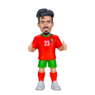 Minix Vitinha figurine with swept black hair, red Portugal number 23 shirt, green shorts, red socks and white shoes