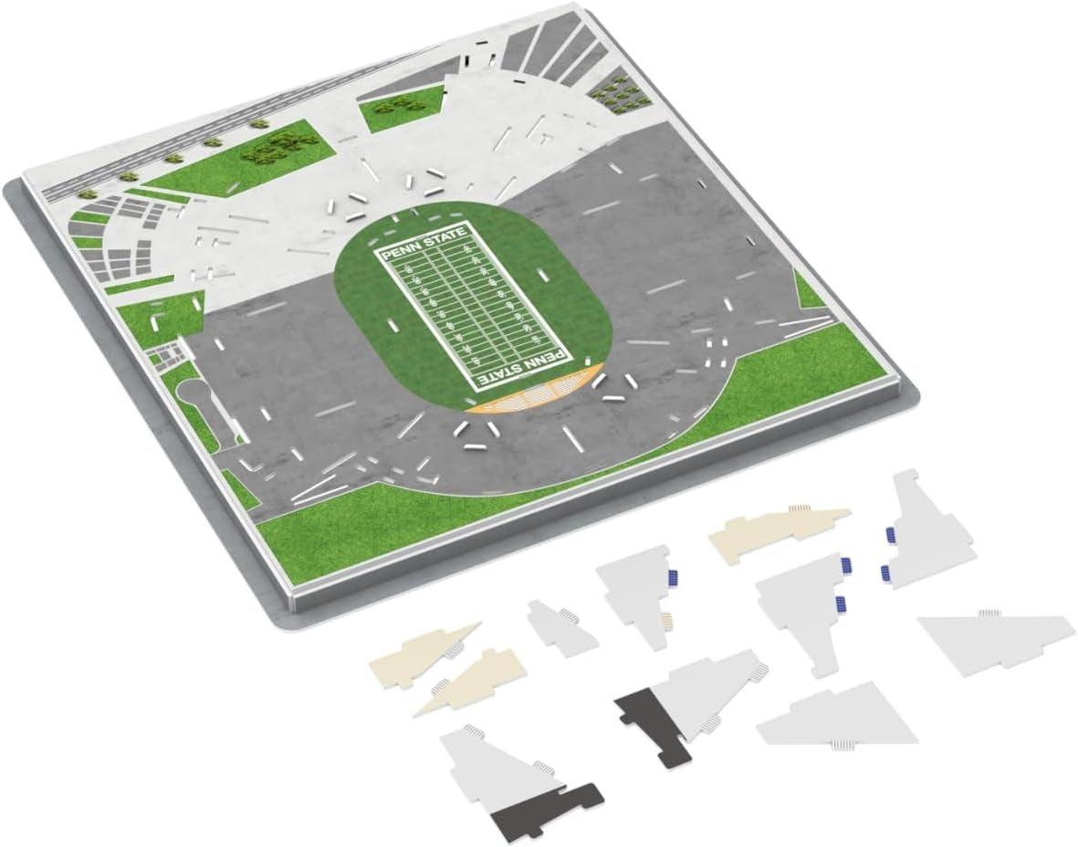 Penn State Nittany Lions Beaver Stadium 3D puzzle model showing detailed stadium replica with 134 pieces