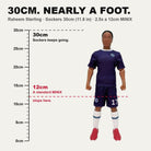 Sockers Raheem Sterling 30cm figure size comparison against a 12cm MINIX