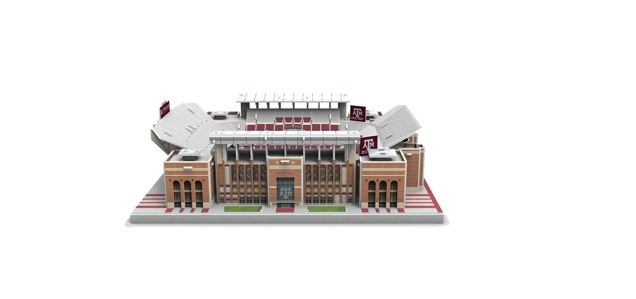 3D puzzle replica of Texas A&M Kyle Field stadium with maroon details and signage