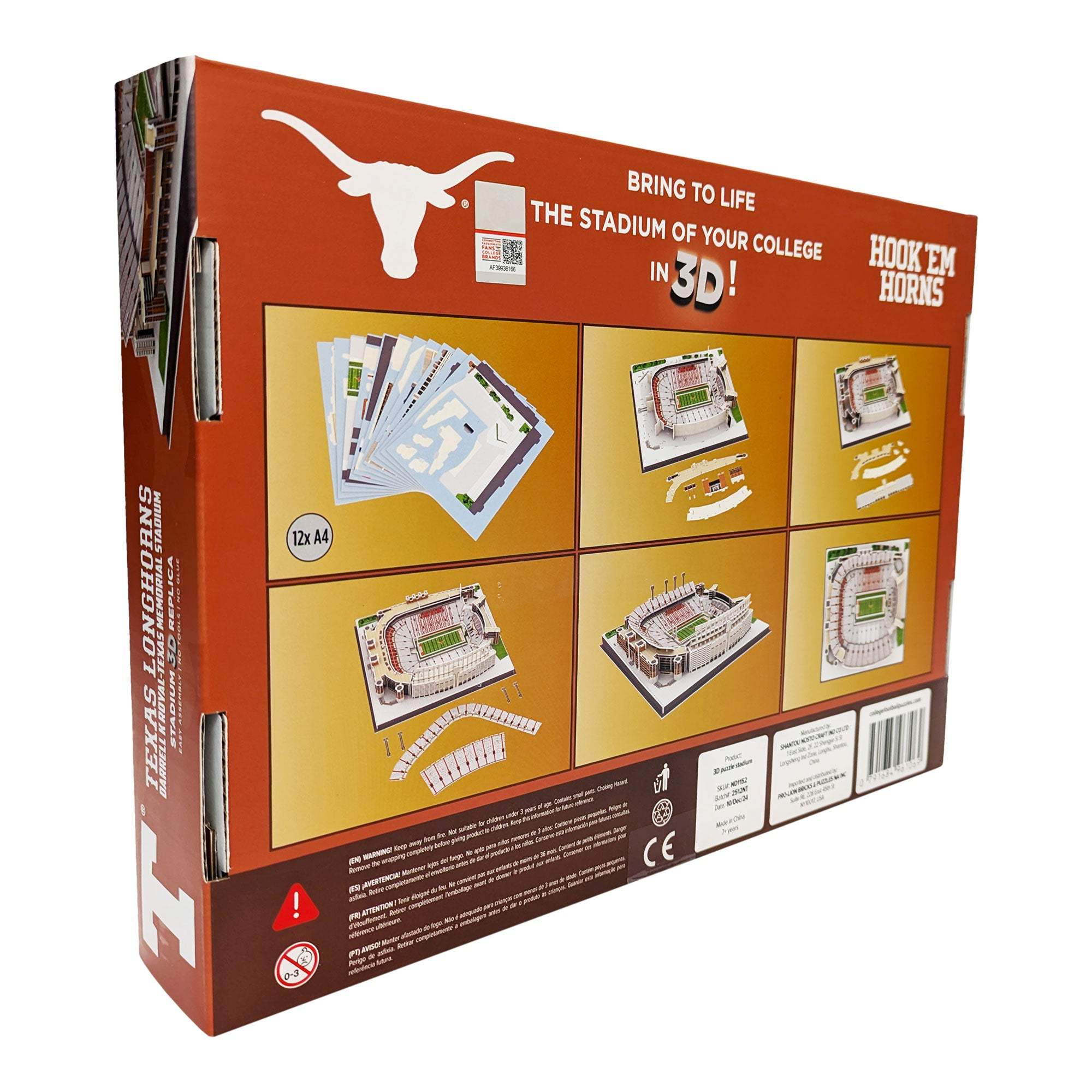 Texas Longhorns Darrell K Royal-Texas Memorial Stadium 3D puzzle model with detailed stadium architecture and field