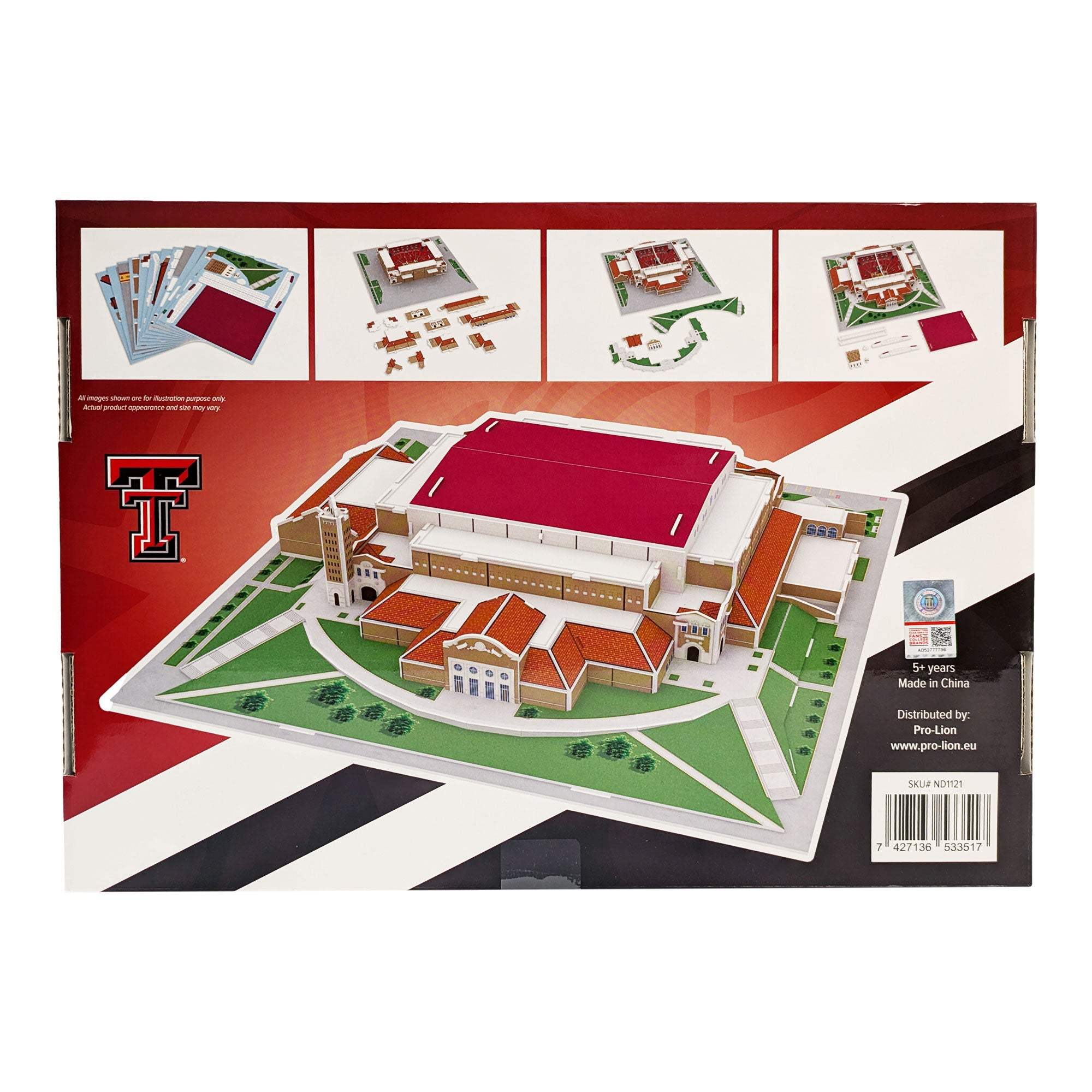 Texas Tech United Supermarkets Arena 3D puzzle package back with assembly guide