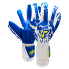 Reusch Pure Contact Freegel Duo goalkeeper gloves in blue and white with pro grip and adjustable wrist straps
