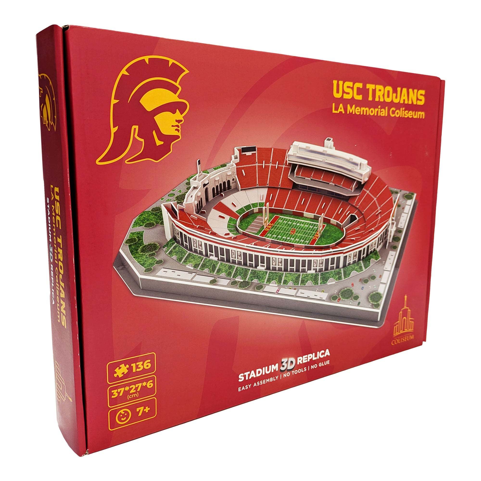 136-piece USC Trojans Los Angeles Memorial Coliseum 3D puzzle model in cardinal and gold colors