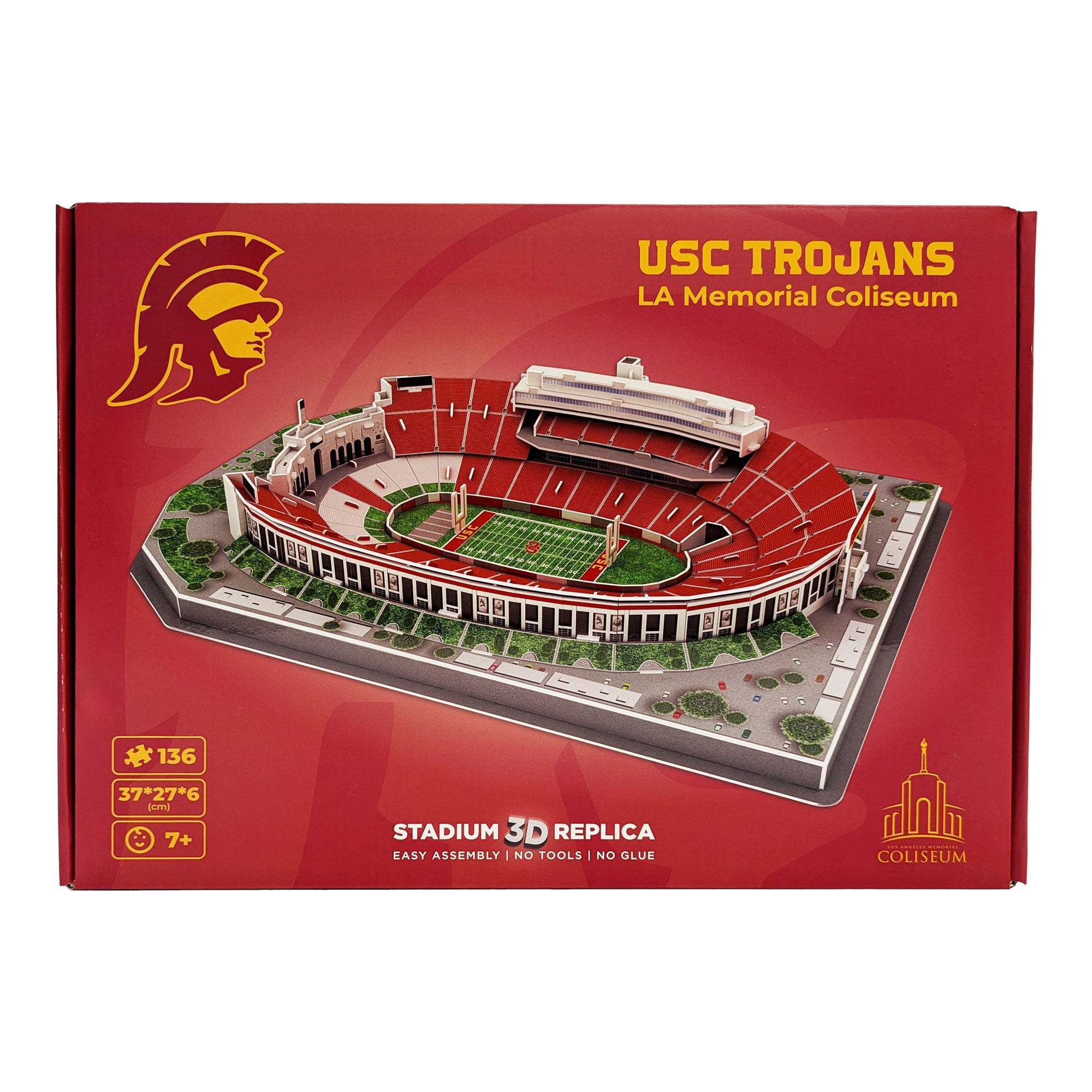 3D replica puzzle of USC Trojans Los Angeles Memorial Coliseum stadium in cardinal and gold colors