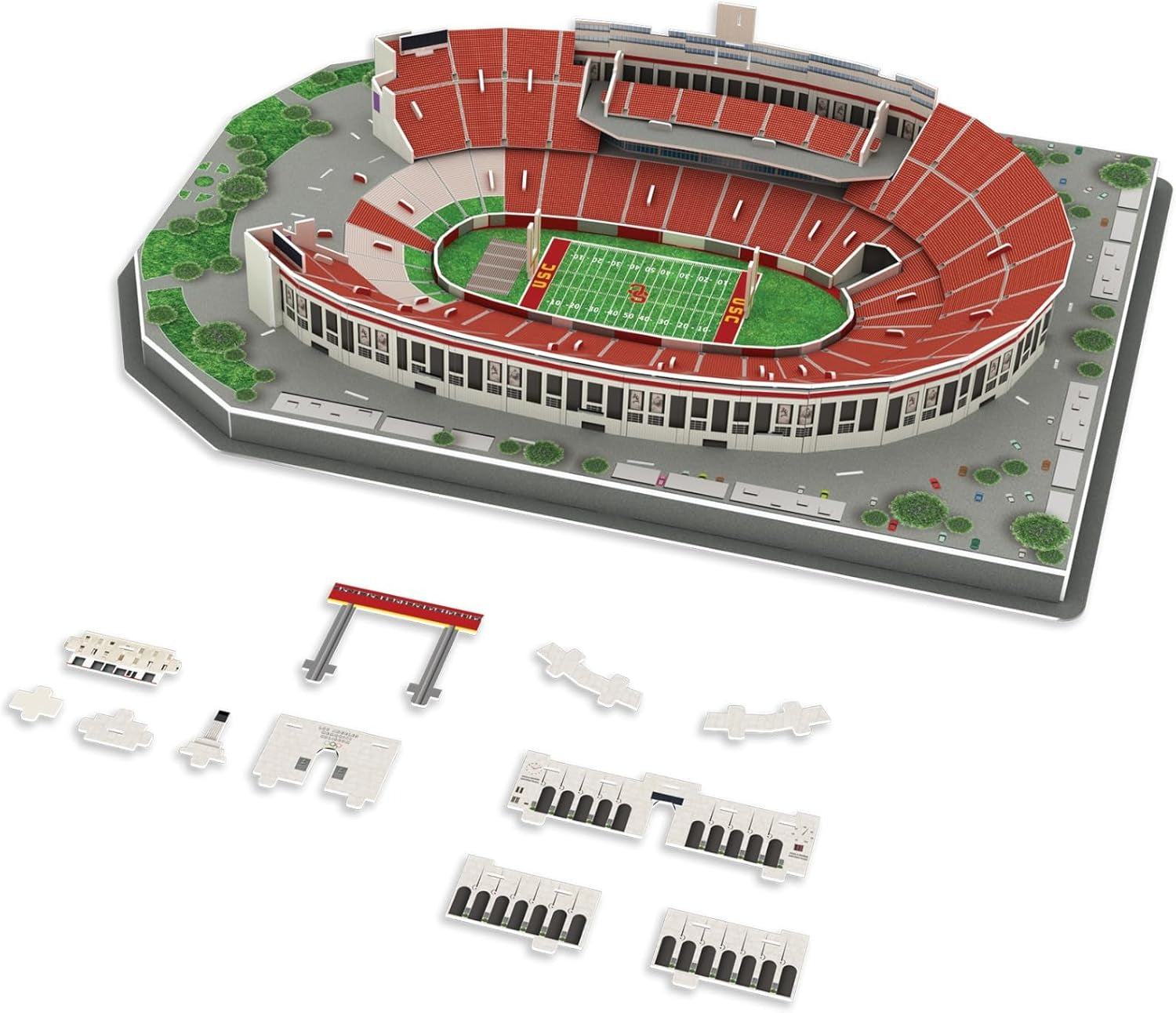 136-piece USC Trojans 3D replica puzzle of Los Angeles Memorial Coliseum stadium model
